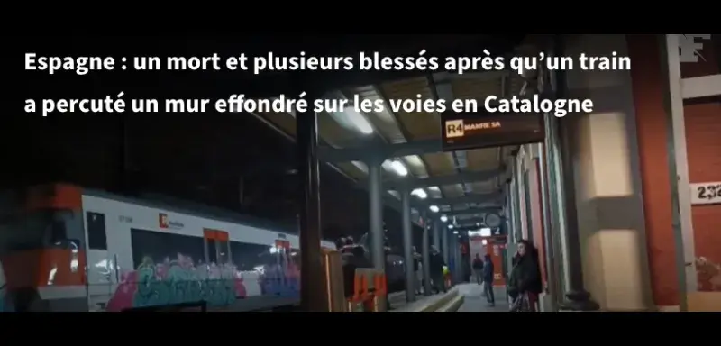 Illustration pour l article: Espagne : un nouvel accident ferroviaire fait au moins 15 blessés en Catalogne
