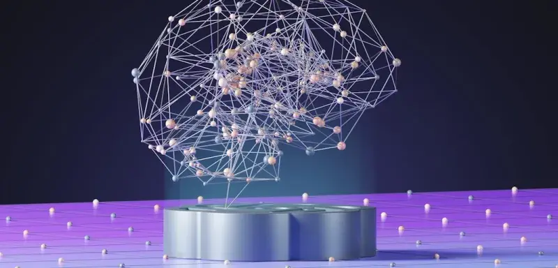 Illustration abstraite d une sphère numérique avec des points et des lignes représentant l intelligence artificielle