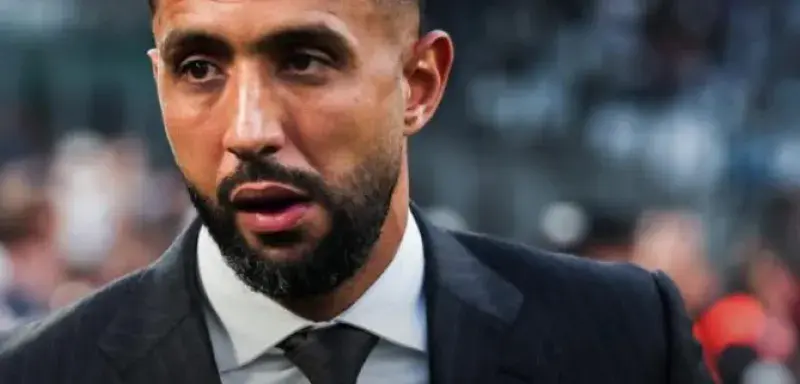 Medhi Benatia, directeur du football de l'Olympique de Marseille, lors d'une conférence de presse