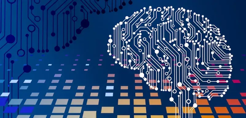Circuit électronique représentant l'intelligence artificielle et la cybersécurité