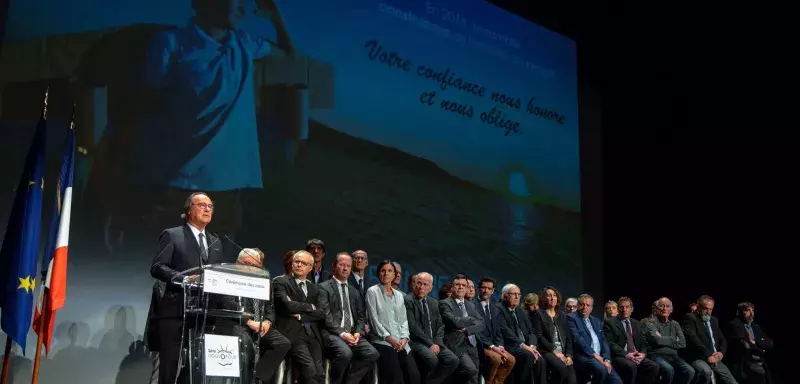 "Comme vous l’avez vu dans ce film et sur nos cartes de vœux, nous avons choisi de faire de la confiance le leitmotiv de ce début d’année 2018", a commencé François Commeinhes, président de Sète Agglopôle Méditerranée.