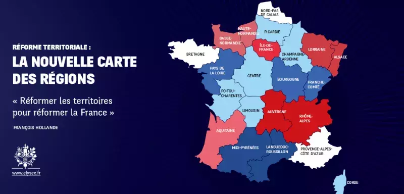 Voici la nouvelle carte des Régions préconisée par François Hollande, blocs de couleurs par blocs de couleurs...