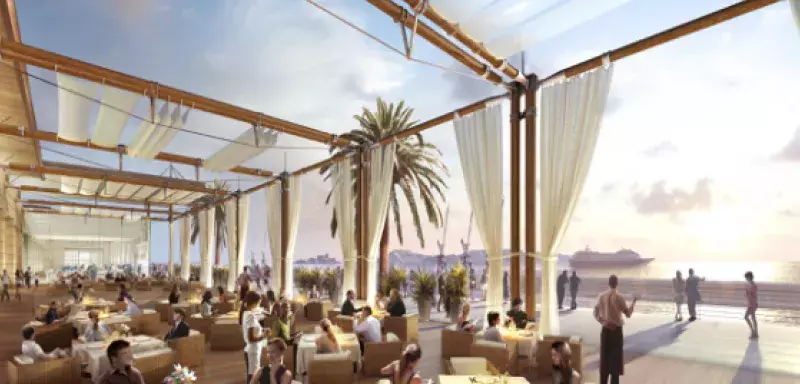 Un équipement de 160 commerces et d'une vingtaine de points de restauration, équipé d'une terrasse de 3000 m2 ouvrant sur la mer 