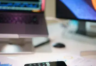 a remote control sitting on top of a desk