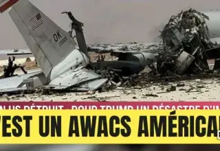 Illustration d'un avion AWACS E-3 Sentry de l'US Air Force endommagé lors d'une frappe iranienne