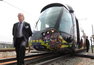 Jean-Pierre Moure, président de Montpellier Agglomération, devant la l.3.